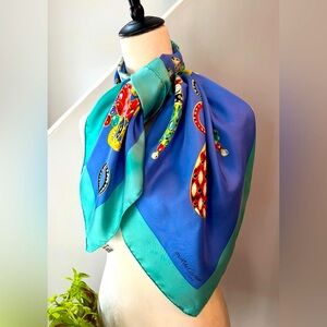 MUST De CARTIER PARIS Silk Scarf w Tag “Jewels Of India” France 33x32
